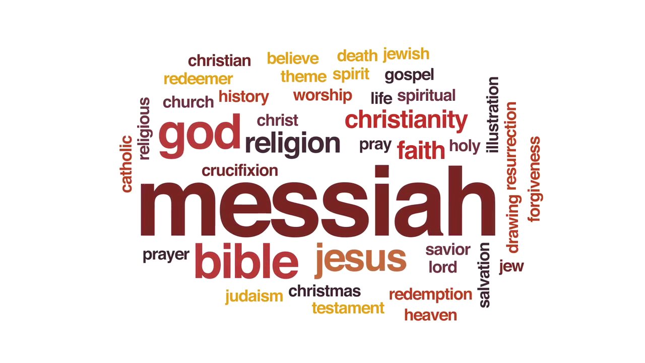 Wortcollage zu Messias auf Englisch
